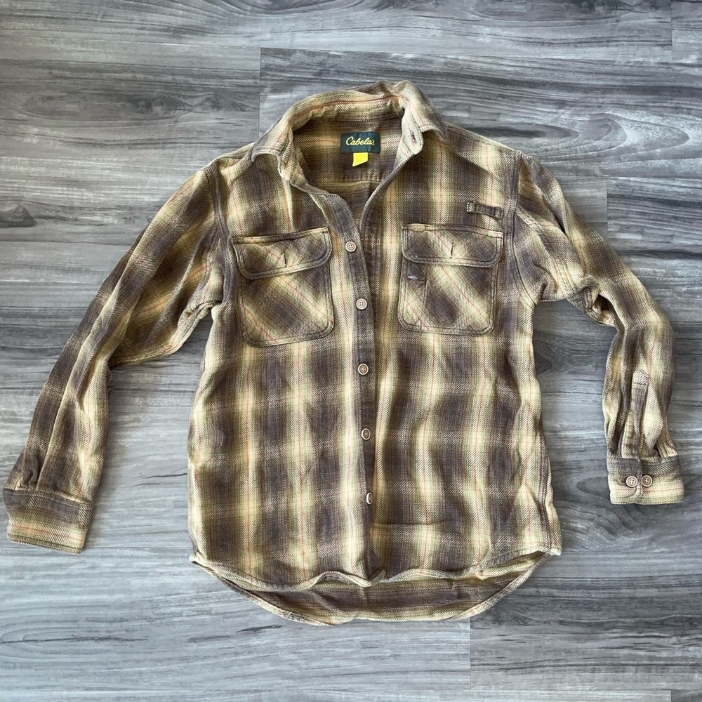 🩵Cabela’s flannel women’s medium brown tones thick earthy
